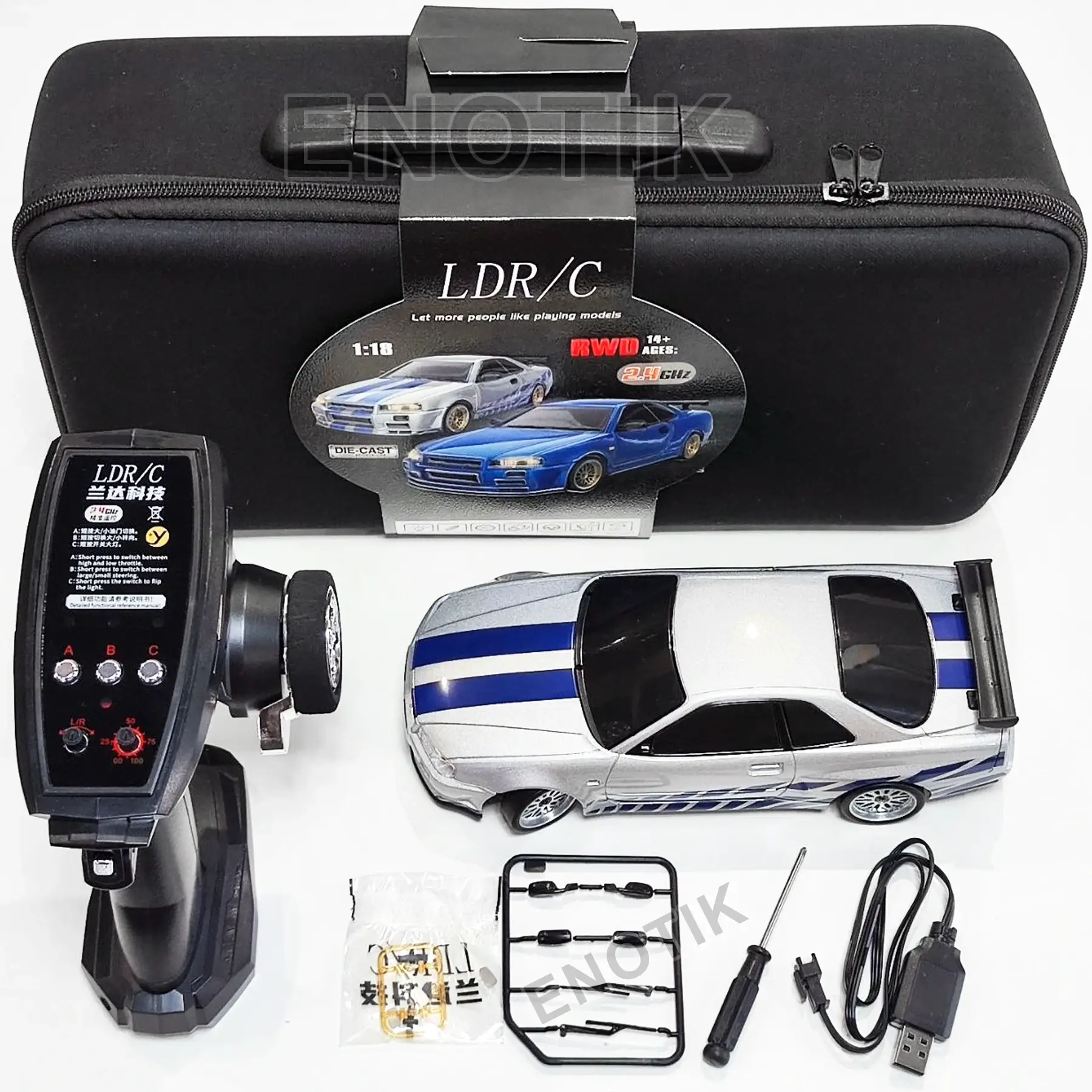 Купити Дрифт машинка Nissan GTR R34 1/18 на радіокеруванні LD1899 Skyline з гіроскопом форсаж за 3090 грн