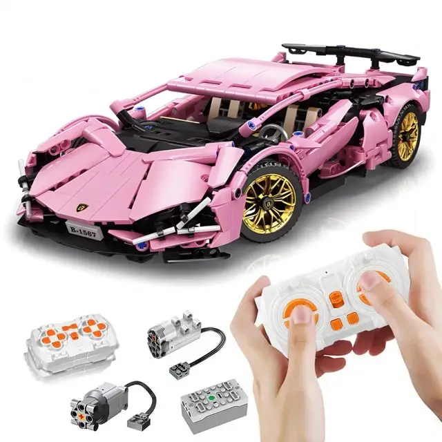 Купити Конструктор Lamborghini Technic 1314 деталей з дистанційним керуванням ламборгіні рожева за 1790 грн