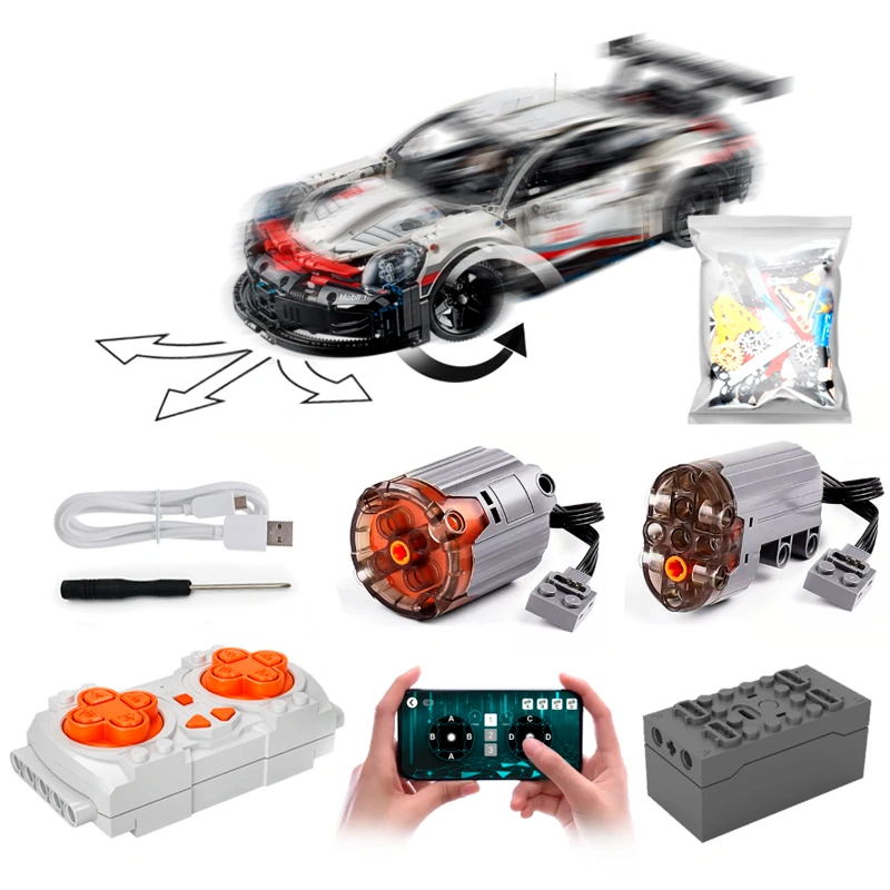 Купити Набір керування для Porsche 911 RSR 1:10 пульт з двигунами та деталями Technic за 910 грн