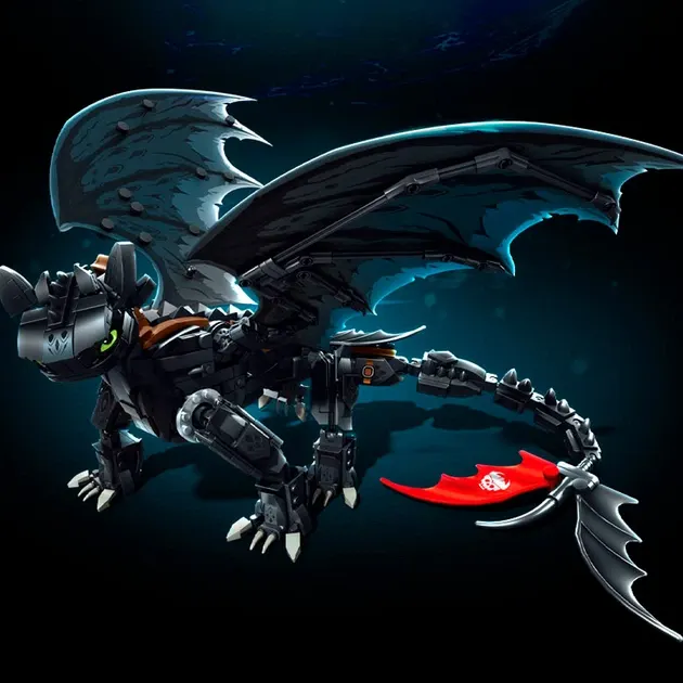 Купити Конструктор дракон Беззубик 54см на 1026 деталей як приборкати дракона чорний за 1090 грн