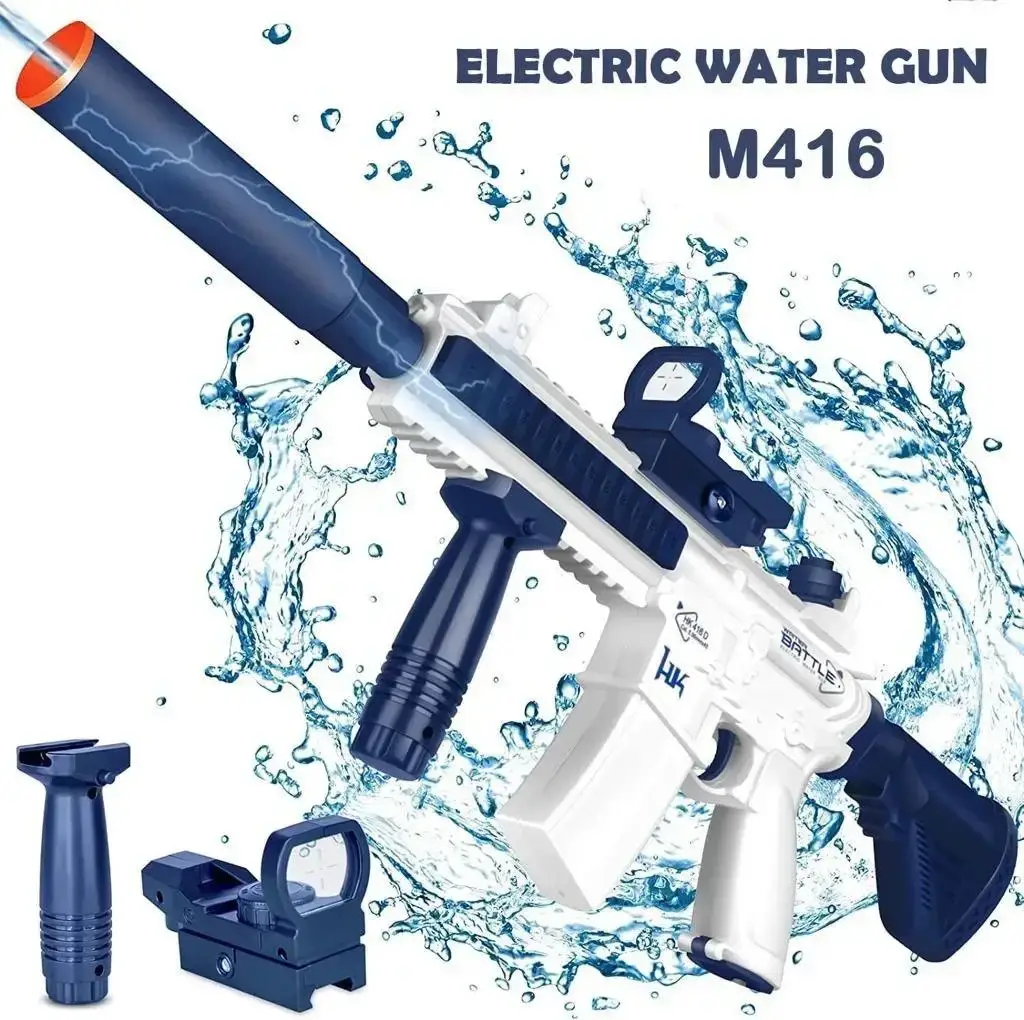 Купити Акумуляторний водяний автомат M416 електричний з прицілом Water Gun синій електричний за 590 грн