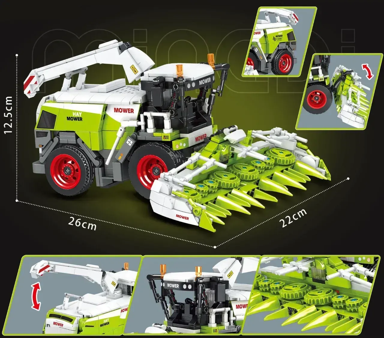 Купити Конструктор трактор сільськогосподарський комбайн 840 деталей Farming Simulate Mingdi за 780 грн