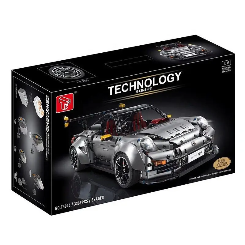 Купити Конструктор Porsche 911 GT2 RS Silver 1:8 машинка 3389 деталей T5026A Сіра за 5900 грн
