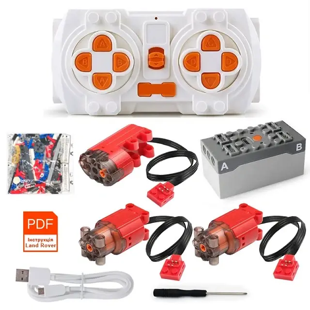 Купити Комплект радіокерування для Land Rover Defender 1:8 пульт з двигунами конструктор Technic за 1180 грн