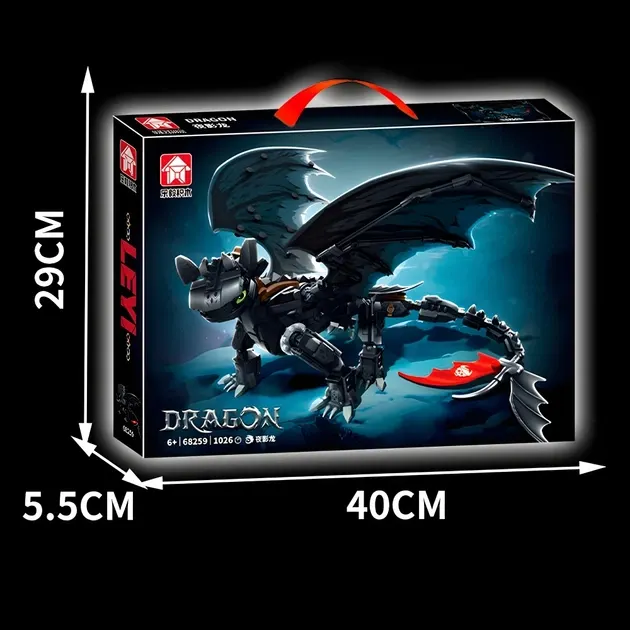 Купити Конструктор дракон Беззубик 54см на 1026 деталей як приборкати дракона чорний за 1090 грн