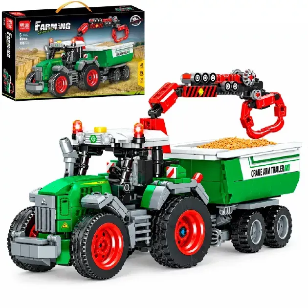 Купити Конструктор трактор із причепом-маніпулятором 799 деталей Mingdi Farming за 780 грн