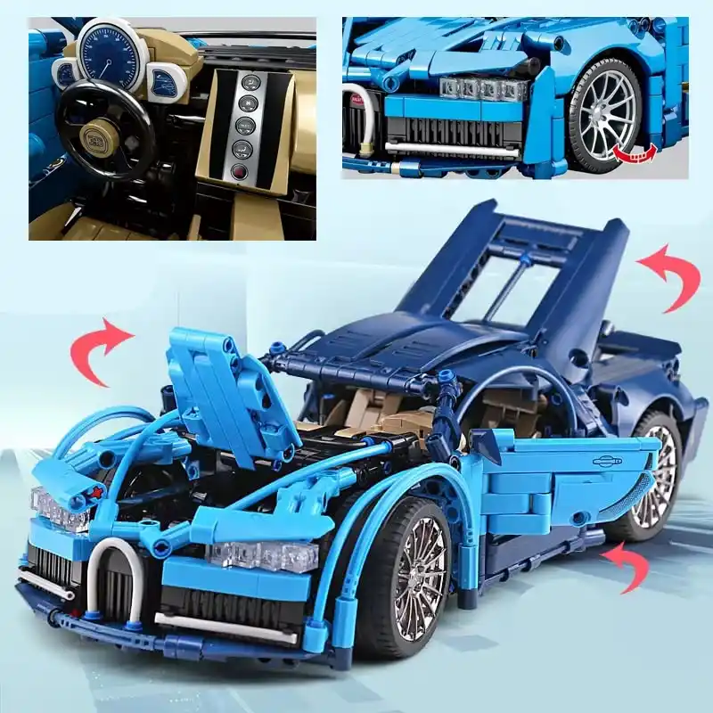 Купити Конструктор Technic Bugatti Chiron 1388 деталей 1:14 Бугатті синій технік сумісний з LEGO лего за 890 грн