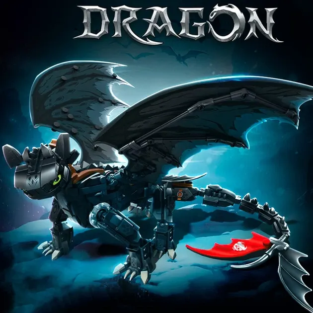 Купити Конструктор дракон Беззубик 54см на 1026 деталей як приборкати дракона чорний за 1090 грн