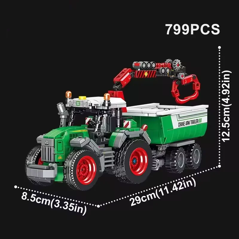 Купити Конструктор трактор із причепом-маніпулятором 799 деталей Mingdi Farming за 780 грн