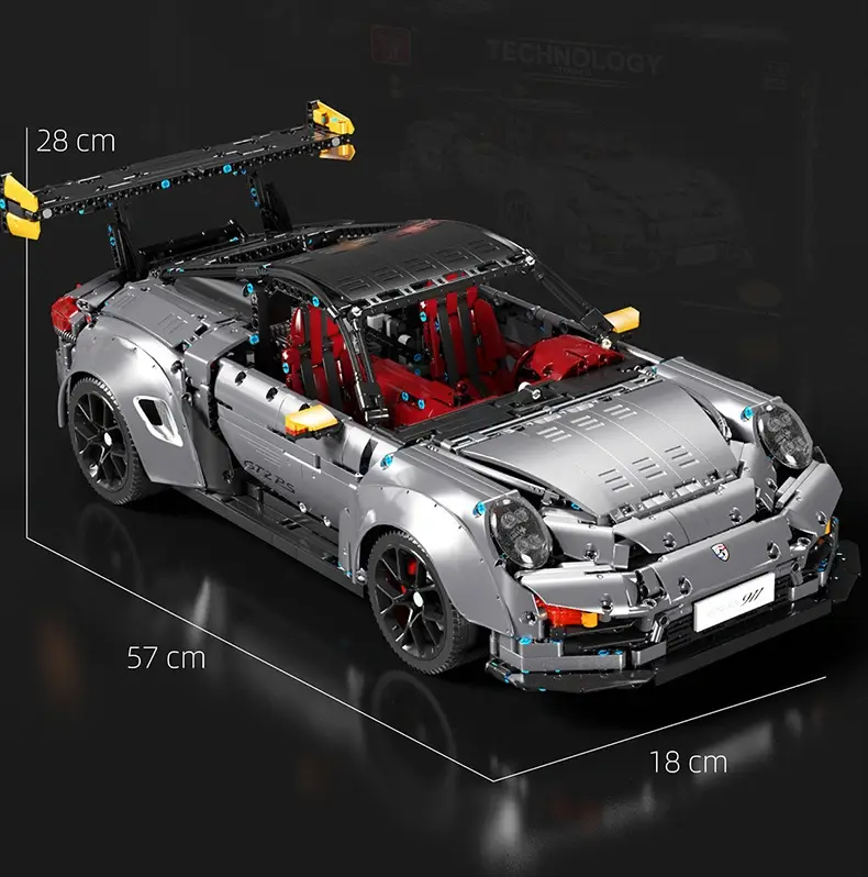 Купити Конструктор Porsche 911 GT2 RS Silver 1:8 машинка 3389 деталей T5026A Сіра за 5900 грн