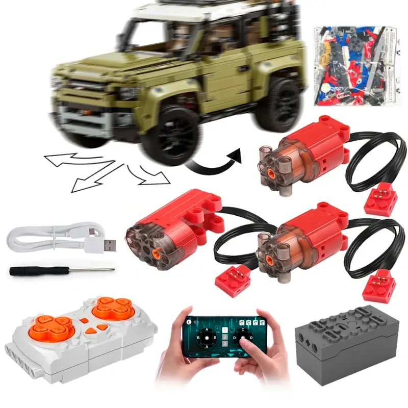 Купити Комплект радіокерування для Land Rover Defender 1:8 пульт з двигунами конструктор Technic за 1180 грн