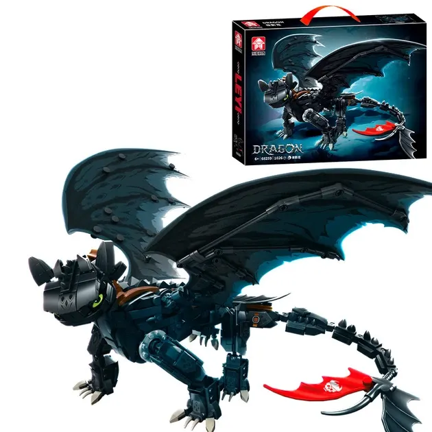 Купити Конструктор дракон Беззубик 54см на 1026 деталей як приборкати дракона чорний за 1090 грн