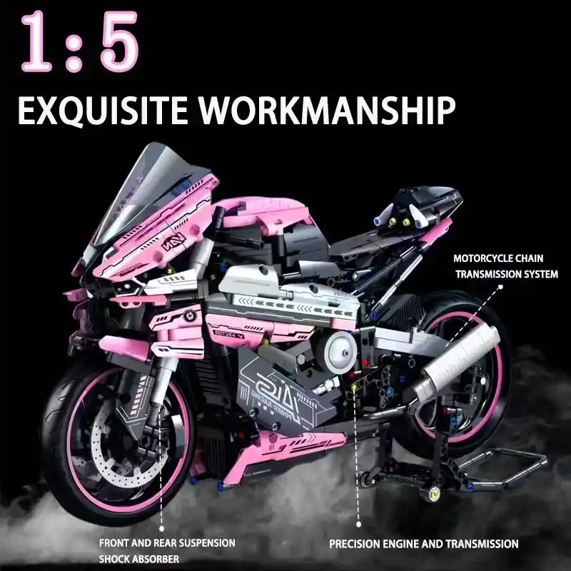 Купити Конструктор Technic мотоцикл 1000RR 1920 деталей 1:5 рожевий сумісний з LEGO лего за 1490 грн