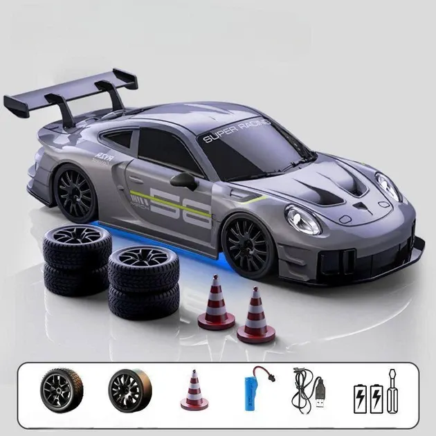 Купити Дрифт-машинка на пульті керування Porsche 911 для дрифту на радіокеруванні сірий за 1090 грн