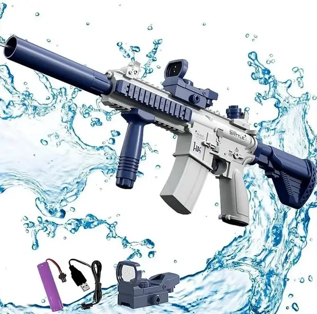 Купити Акумуляторний водяний автомат M416 електричний з прицілом Water Gun синій електричний за 590 грн