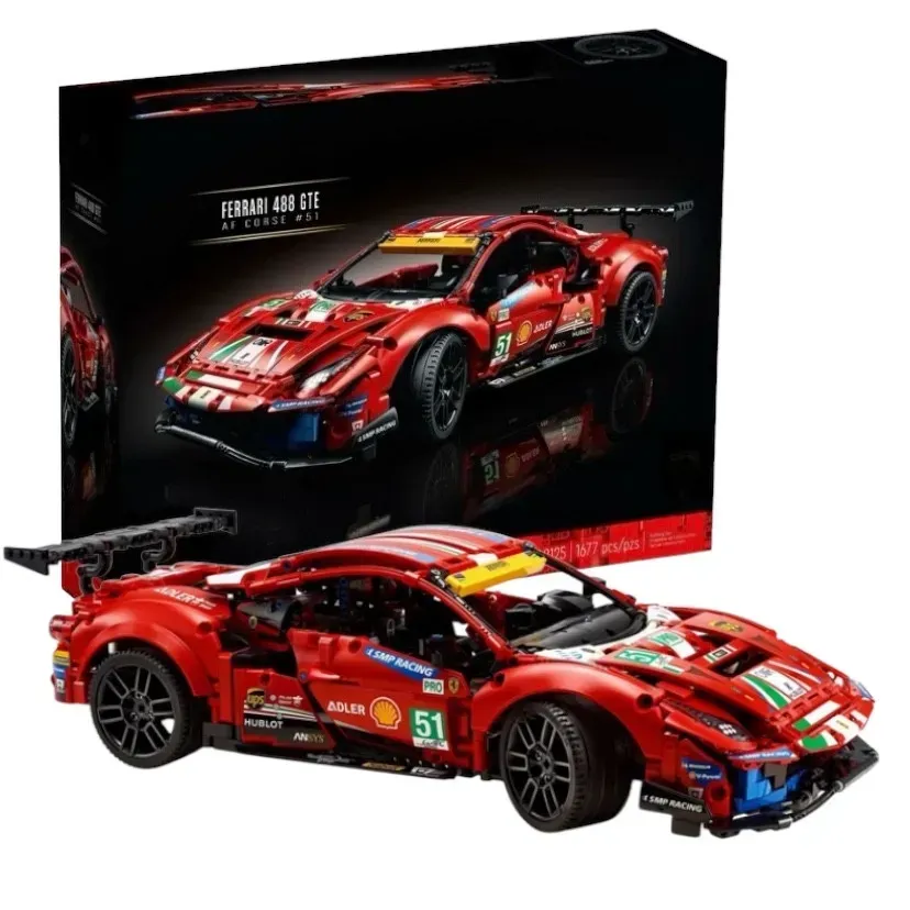 Купити Конструктор Technic Ferrari 488 GTE AF CORSE Феррарі червона 1677 деталей за 1460 грн